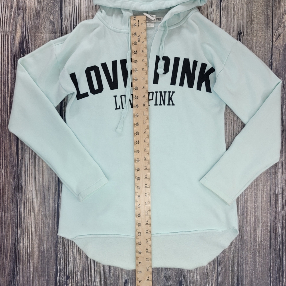 Victoria's Secret PINK Mint Green V Neck Pullover Hoodie Sweatshirt - Picture 8 of 9